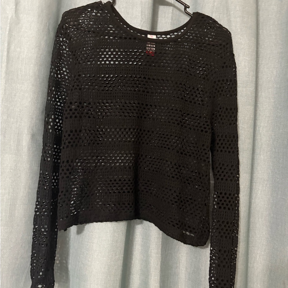 No Boundaries Black Crochet  Crop Top